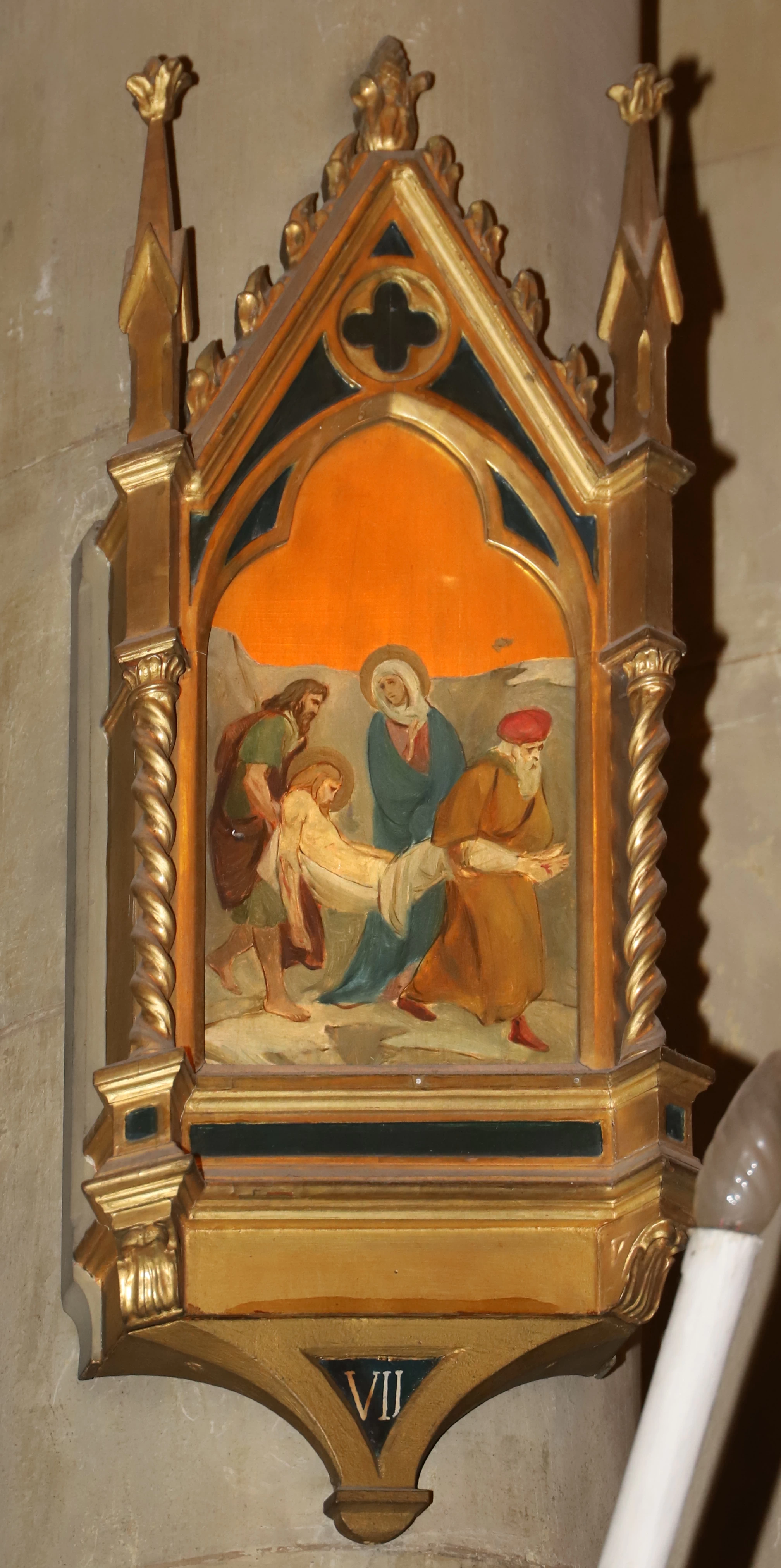 Via Matris, 1929, stazione 7 sepoltura di Gesù - Chiesa dei sette santi, Firenze